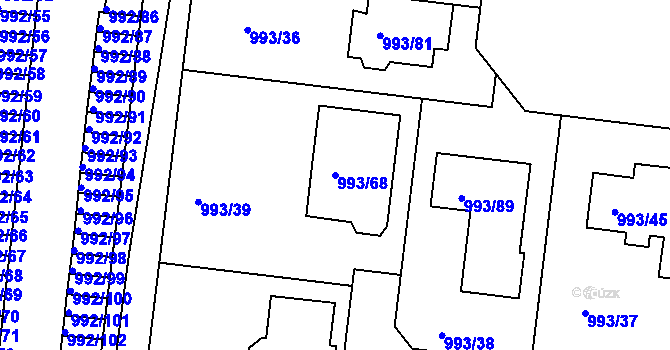 Parcela st. 993/68 v KÚ Modřice, Katastrální mapa