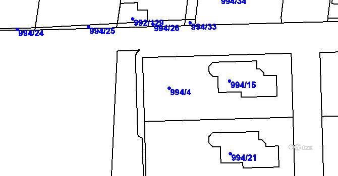 Parcela st. 994/4 v KÚ Modřice, Katastrální mapa