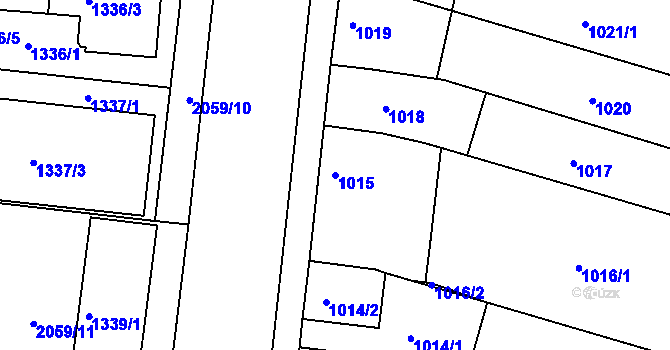 Parcela st. 1015 v KÚ Modřice, Katastrální mapa