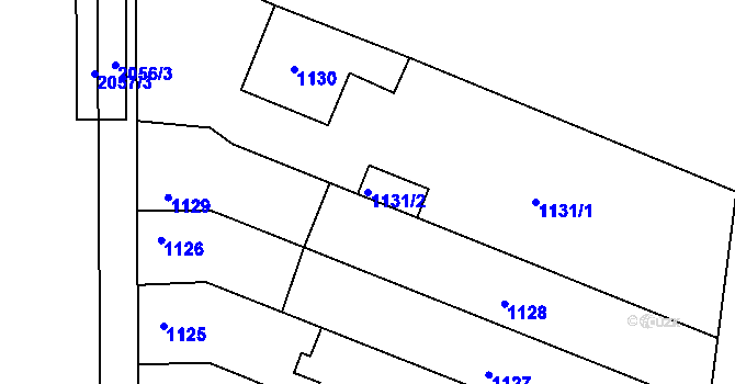 Parcela st. 1131/2 v KÚ Modřice, Katastrální mapa