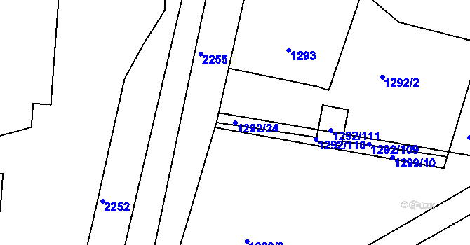 Parcela st. 1292/24 v KÚ Modřice, Katastrální mapa