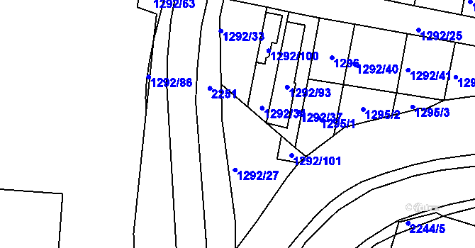 Parcela st. 1292/26 v KÚ Modřice, Katastrální mapa