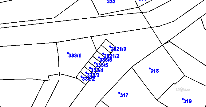 Parcela st. 2021/2 v KÚ Modřice, Katastrální mapa