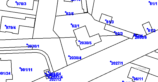 Parcela st. 2030/5 v KÚ Modřice, Katastrální mapa