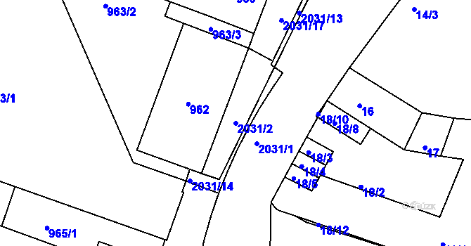 Parcela st. 2031/2 v KÚ Modřice, Katastrální mapa