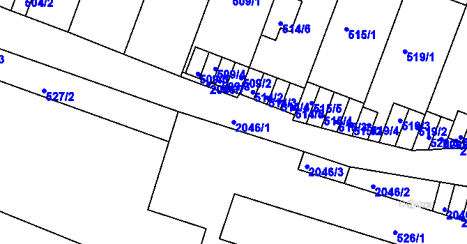Parcela st. 2046/1 v KÚ Modřice, Katastrální mapa