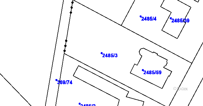 Parcela st. 2485/3 v KÚ Modřice, Katastrální mapa