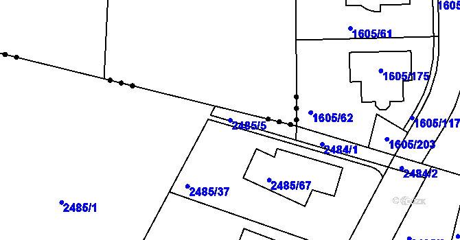 Parcela st. 2485/5 v KÚ Modřice, Katastrální mapa