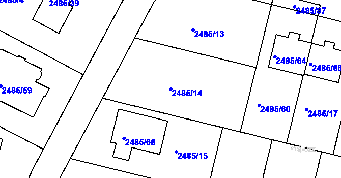 Parcela st. 2485/14 v KÚ Modřice, Katastrální mapa