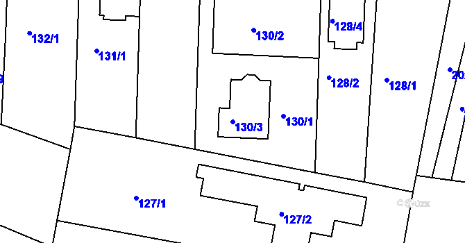 Parcela st. 130/3 v KÚ Modřice, Katastrální mapa