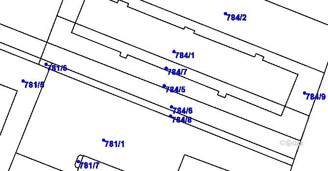 Parcela st. 784/5 v KÚ Modřice, Katastrální mapa