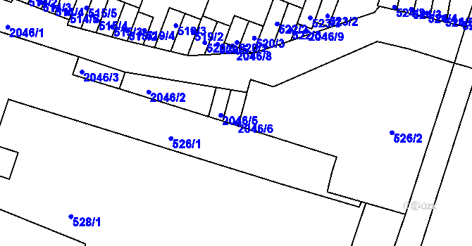 Parcela st. 2046/6 v KÚ Modřice, Katastrální mapa
