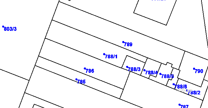Parcela st. 788/1 v KÚ Modřice, Katastrální mapa