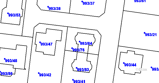 Parcela st. 993/84 v KÚ Modřice, Katastrální mapa