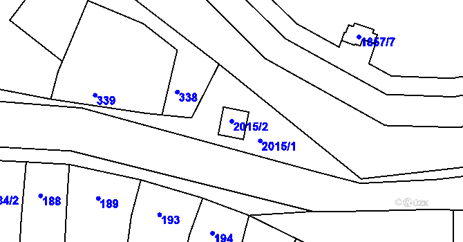 Parcela st. 2015/2 v KÚ Modřice, Katastrální mapa