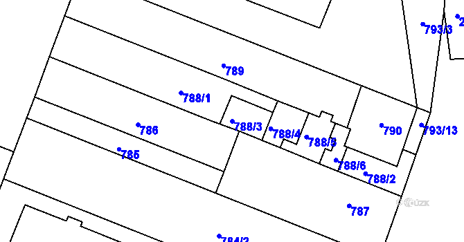Parcela st. 788/3 v KÚ Modřice, Katastrální mapa