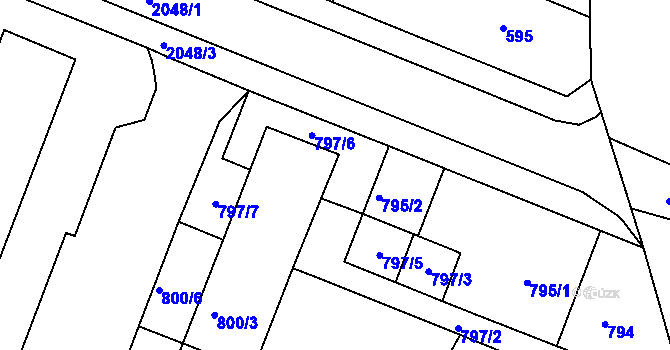 Parcela st. 797/6 v KÚ Modřice, Katastrální mapa