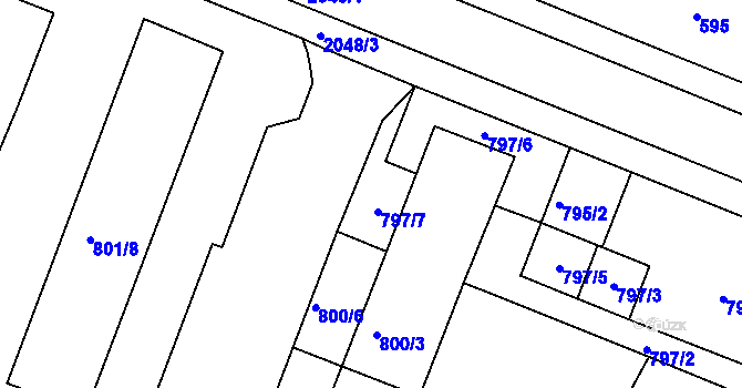 Parcela st. 797/7 v KÚ Modřice, Katastrální mapa