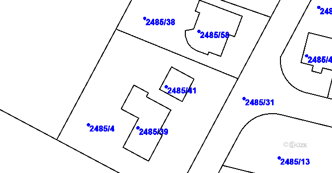 Parcela st. 2485/41 v KÚ Modřice, Katastrální mapa
