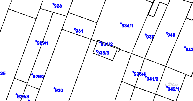 Parcela st. 935/3 v KÚ Modřice, Katastrální mapa