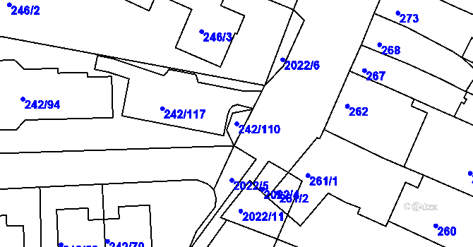 Parcela st. 242/110 v KÚ Modřice, Katastrální mapa