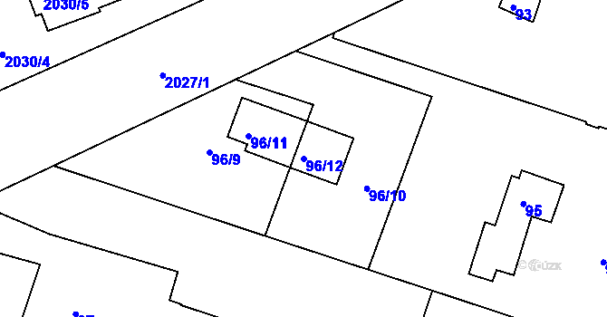 Parcela st. 96/12 v KÚ Modřice, Katastrální mapa