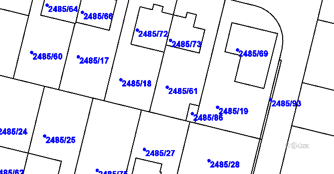 Parcela st. 2485/61 v KÚ Modřice, Katastrální mapa