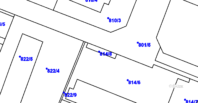 Parcela st. 814/8 v KÚ Modřice, Katastrální mapa