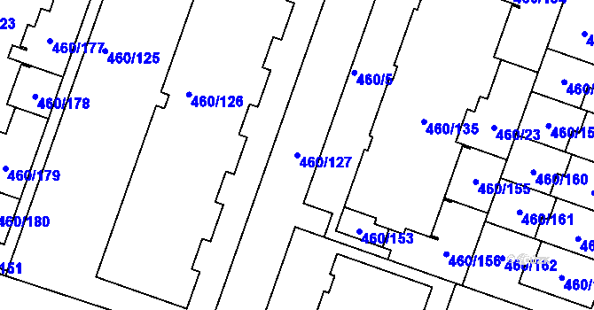 Parcela st. 460/127 v KÚ Modřice, Katastrální mapa