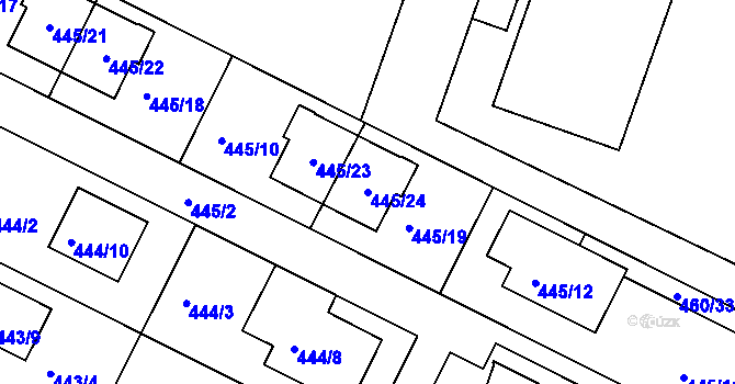 Parcela st. 445/24 v KÚ Modřice, Katastrální mapa