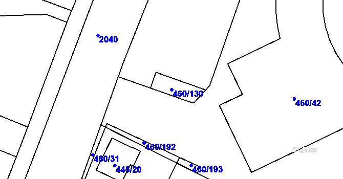 Parcela st. 460/130 v KÚ Modřice, Katastrální mapa