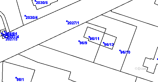 Parcela st. 96/9 v KÚ Modřice, Katastrální mapa
