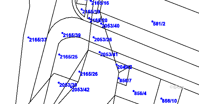 Parcela st. 2053/41 v KÚ Modřice, Katastrální mapa