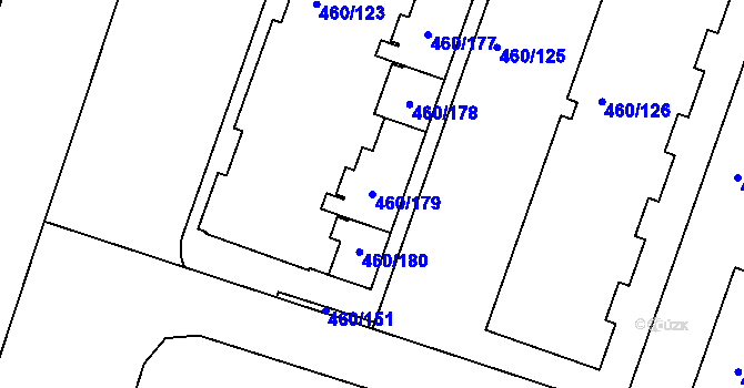Parcela st. 460/179 v KÚ Modřice, Katastrální mapa