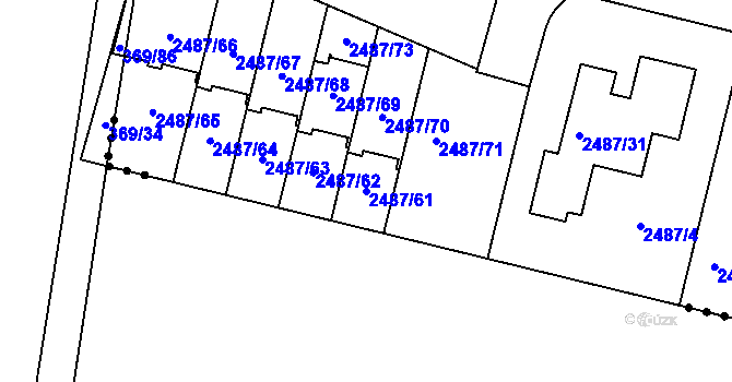 Parcela st. 2487/61 v KÚ Modřice, Katastrální mapa