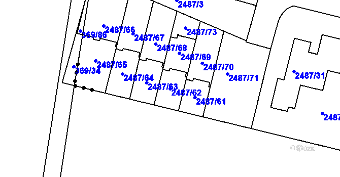 Parcela st. 2487/62 v KÚ Modřice, Katastrální mapa