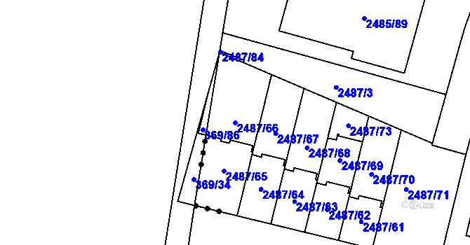 Parcela st. 2487/66 v KÚ Modřice, Katastrální mapa