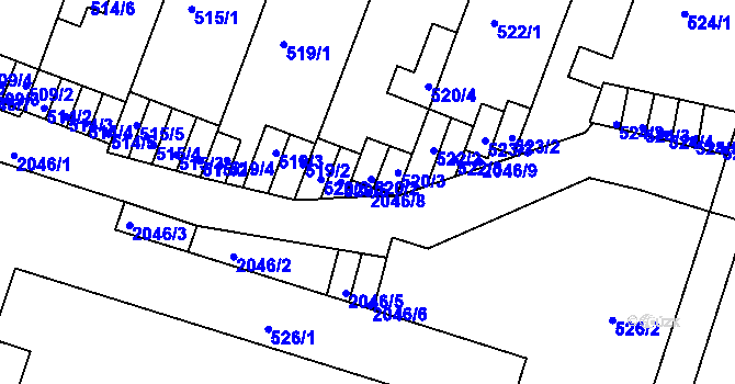 Parcela st. 2046/8 v KÚ Modřice, Katastrální mapa