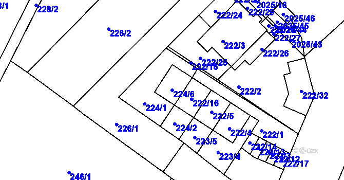 Parcela st. 224/6 v KÚ Modřice, Katastrální mapa