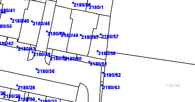 Parcela st. 2180/58 v KÚ Modřice, Katastrální mapa