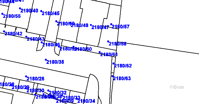 Parcela st. 2180/61 v KÚ Modřice, Katastrální mapa