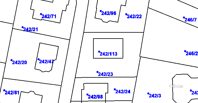 Parcela st. 242/113 v KÚ Modřice, Katastrální mapa