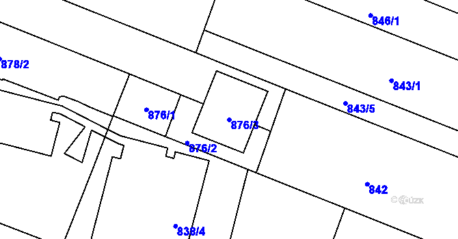 Parcela st. 876/3 v KÚ Modřice, Katastrální mapa