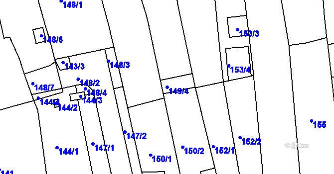 Parcela st. 149/4 v KÚ Modřice, Katastrální mapa