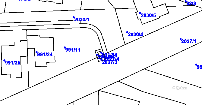 Parcela st. 991/54 v KÚ Modřice, Katastrální mapa