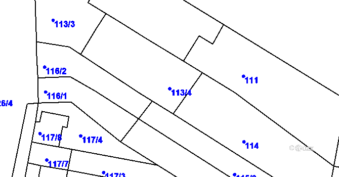Parcela st. 113/4 v KÚ Modřice, Katastrální mapa