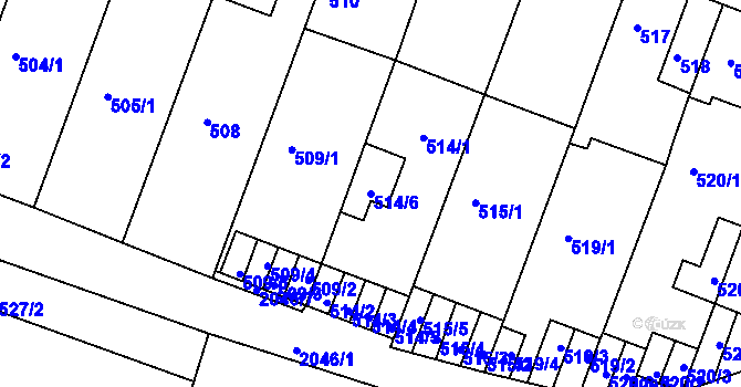 Parcela st. 514/6 v KÚ Modřice, Katastrální mapa