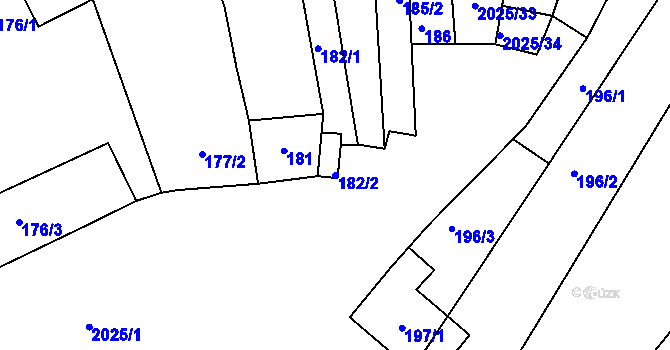 Parcela st. 182/2 v KÚ Modřice, Katastrální mapa