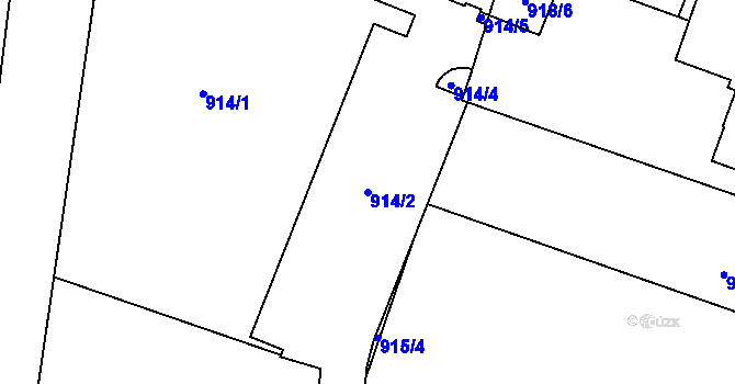 Parcela st. 914/2 v KÚ Modřice, Katastrální mapa