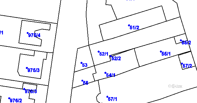 Parcela st. 52/1 v KÚ Modřice, Katastrální mapa